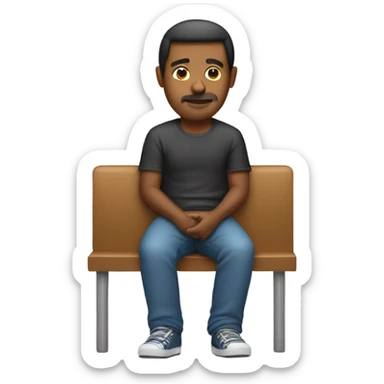 A man sitting a the edge of he’s seat tensing sticker