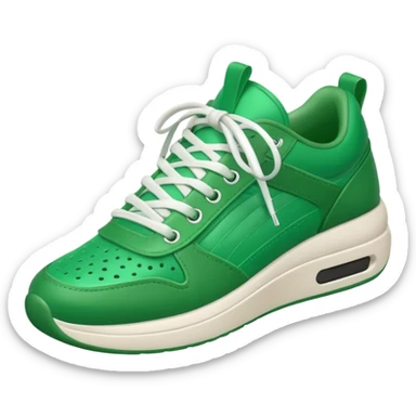 A 3D cartoon Green sneaker with soft texture, lace-up detail, and smooth reflections, isolated on plain background, Memoji-style. sticker