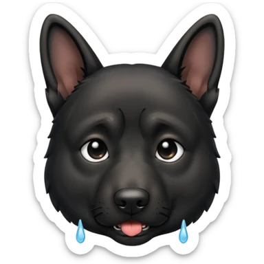 all black german shepherd face crying large tears looking sad sticker