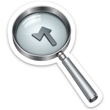 magnifying glass with a downward arrow button in the bottom right, no apple symbols or references sticker