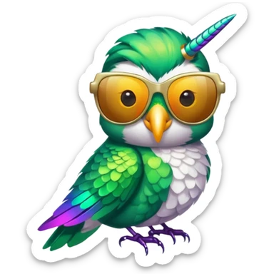 green hummingbird with sunglasses sticker