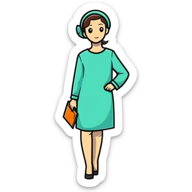 fashionable colorful dress with long sleeves sticker