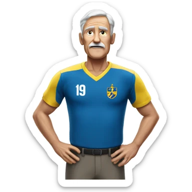 Very tall old guy in a football Swedish shirt sticker