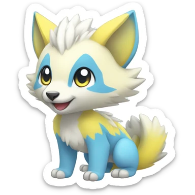 Cute cool white yellow blue animal hybrid Fakemon full body sticker