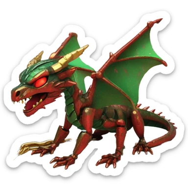 Dragon puppy scorpion Black red gold green rusty grunge effect scratched patina rat mouse scorpion tail stinger gangsta gangster hip hop gold chain mechanical cyborg pixel 3d render low poly sticker