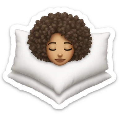 lightskin girl curly hair sleeping on pillow sticker
