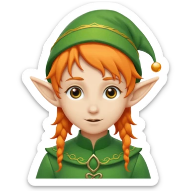 elf with orange hair and green hat sticker