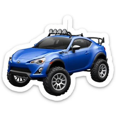 Ultramarine 2013 Off road blacked-out 4wd monster truck style scion fr-s with silver wheels, long travel suspension, no roof lights  sticker