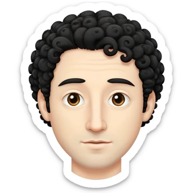 white Guy with curly black hair (not too curly), no facial hair, 40 years old, big nose, oriental eyes sticker