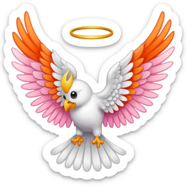 angel wing with a colored outline with an orange-pink mix sticker