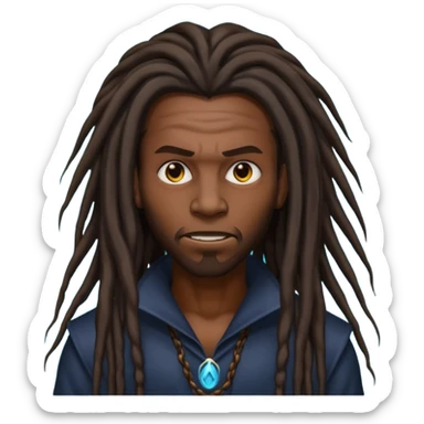 black mysterious rapper with long dreadlocks and evil aura sticker