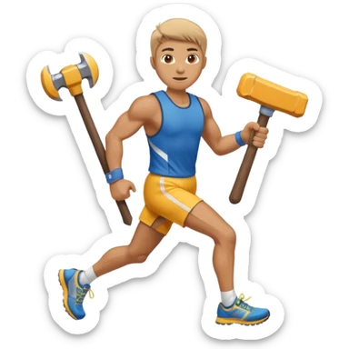An emoji representing the ironman challenge event long-distance marathon for an mmorpg player who crafts everything themselves the hard way, and does not buy or sell items in-game. sticker