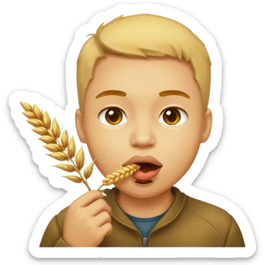 Campechano mordiendo una ramita de trigo en la boca sticker