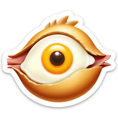 Chicken pieces with liver and egg yolk surrounding a central eye that beams light to patches of skin. The vitamin A-rich foods glow with golden energy that flows through the eye and onto the skin, showing improved vision and skin regeneration. sticker