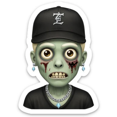 Zombie con gorra de los Dodgers negra y cadena diamantada  sticker