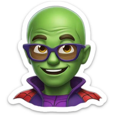 SPiderman dressed up like green goblin and using magic wearing glasses sticker