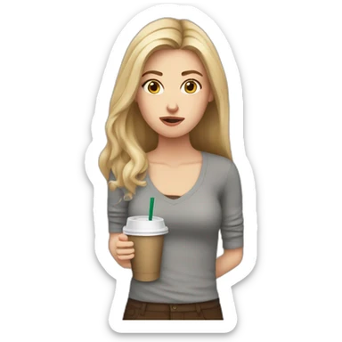 white girl holding starbucks stressed anxious sticker