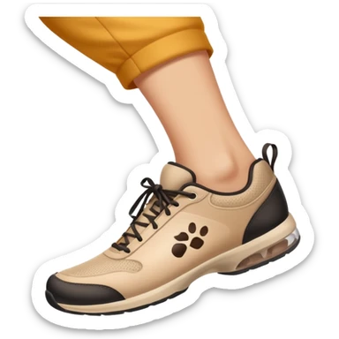 a shoe with a foot inside, stepping and showing a clear shoe print below. and leg







 sticker