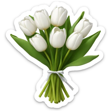 white tulip bouquet  sticker