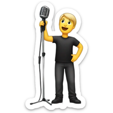 White Person on stage spotlight with microphone stand sticker