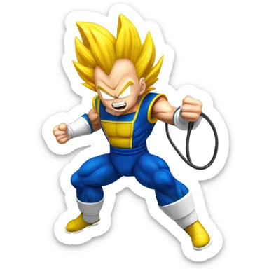super sayian rose vegeta wih a jump rope sticker