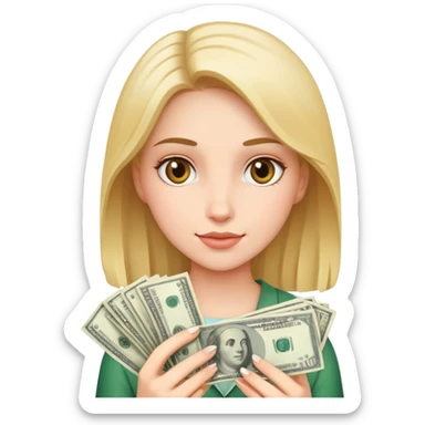 realistic portrait of a girl with money sticker