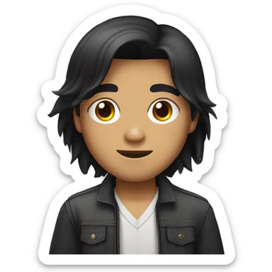 phillipino young man with long straight black hair sticker