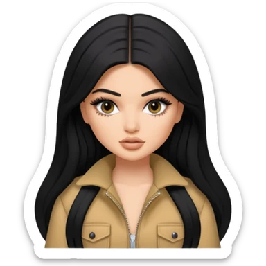 kylie jenner as pretty bratz baddie, black long hair sticker