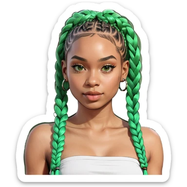 Black girl with box braids and tube top sticker