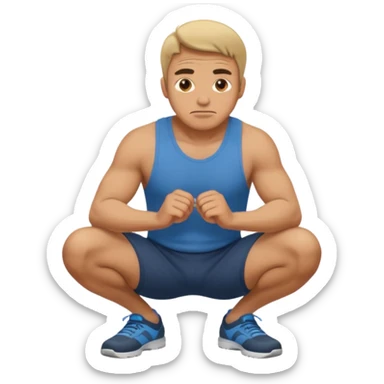 Make a normal wieght guy facing forward squatting sticker