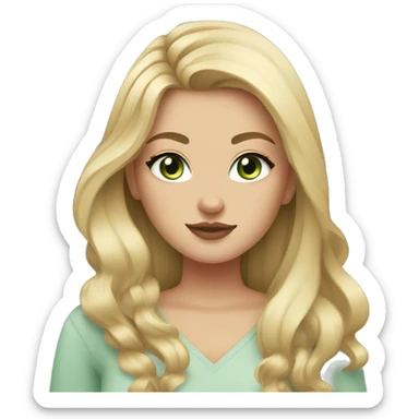 Plus size girl with hazel eyes and long blonde hair with dark grey cat with light green eyes  sticker