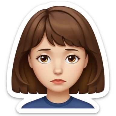 quero que você cria uma mulher, o rosto dela. nela, ela tem cabelo curto e ondulado, tem franja e ela tem semblante triste sticker