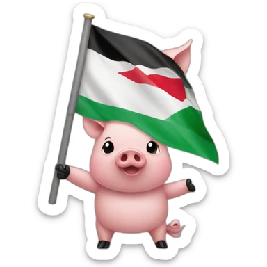 A pig holding palestinian flag sticker