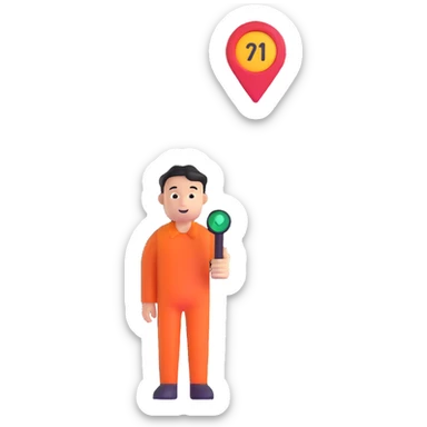 person with location indicator above their head sticker