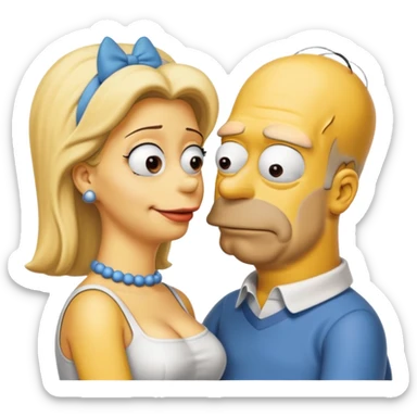 Homer Simpson and Marge kissing emoji sticker