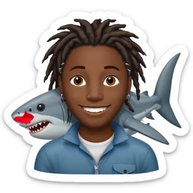 Dark skin black male with locs and shark bite piercings sticker