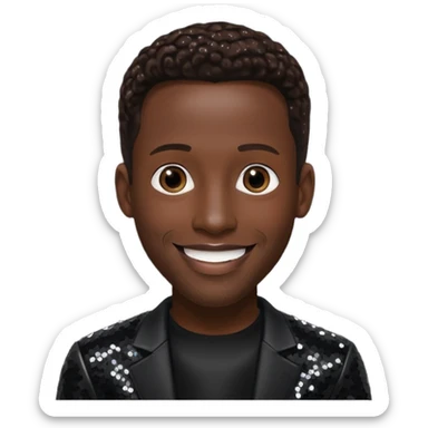 Shawn Stockman from Boyz II Men with dark brown hair, black sequin outfit sticker