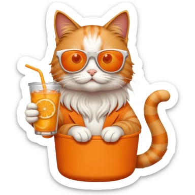 cat long  in drink holders with sunglasses  sticker