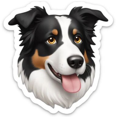 a border collie with asymetric white spot on his head between his eyes sticker