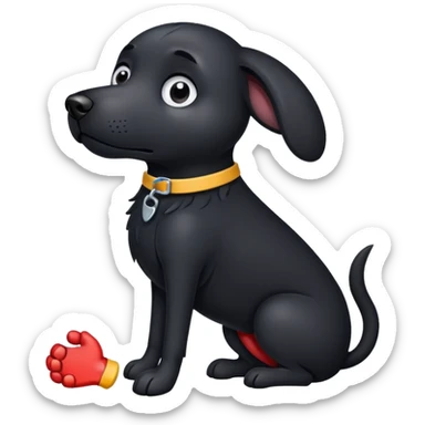 A black dog with a broken arm  sticker