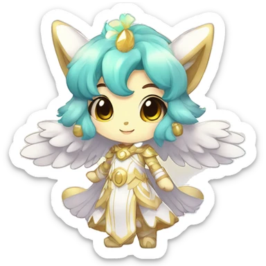 Cute Kawaii Chibi Anthro Sona Colorful Ethereal Pretty see Godly Celestial Shiny Fakemon Full Body sticker