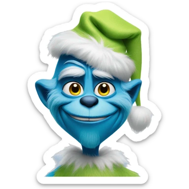 blue grinch smirking sticker