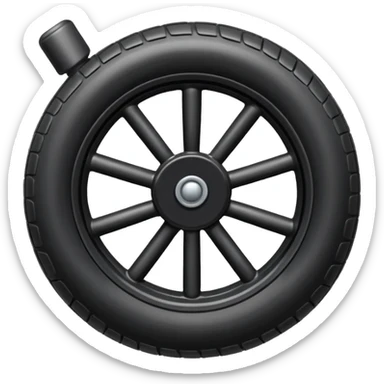 he aircraft's landing gear is one inflated, plump wheel with a strut, black in color sticker