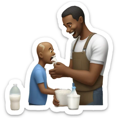 Man getting milk fed sticker