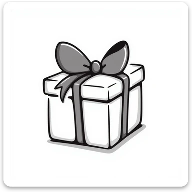 a simple doodle of a gift box in black ink sticker