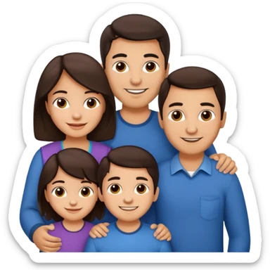 Hispanic family of five: mom, dad, two boys, one girl, all with medium skin and dark brown hair sticker