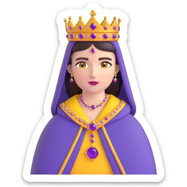 Empress Theodora wearing a jeweled crown and purple cloak sticker