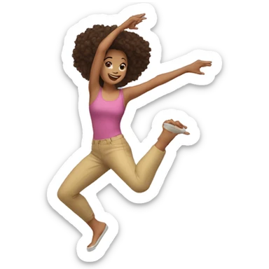 brunette girl dancing crazy with both indexfingers in the air doing circle moves sticker
