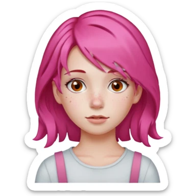  girl with pink hair and red color hairclip sticker