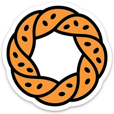 simit, Turkish sesame bread ring colored icon with sesame seeds sticker